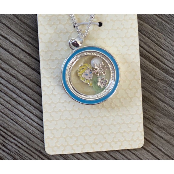 DISNEY PARKS SILVER Frozen Elsa Necklace With Charms Pendant - Picture 2 of 3